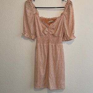 Abercrombie & Fitch Pink Ruched Mini Dress Sweetheart Puff Sleeves
